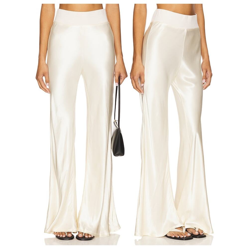 Enza Costa Satin Bias Pants High Rise Wide Leg Party Old Money Minimalist 1